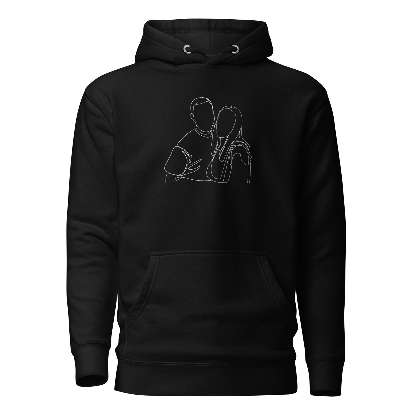 Custom hoodie featuring your own photo for a unique, personalized style. Black. Detail