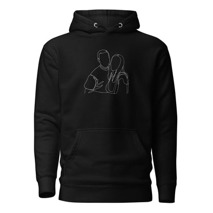 Custom hoodie featuring your own photo for a unique, personalized style. Black. Detail