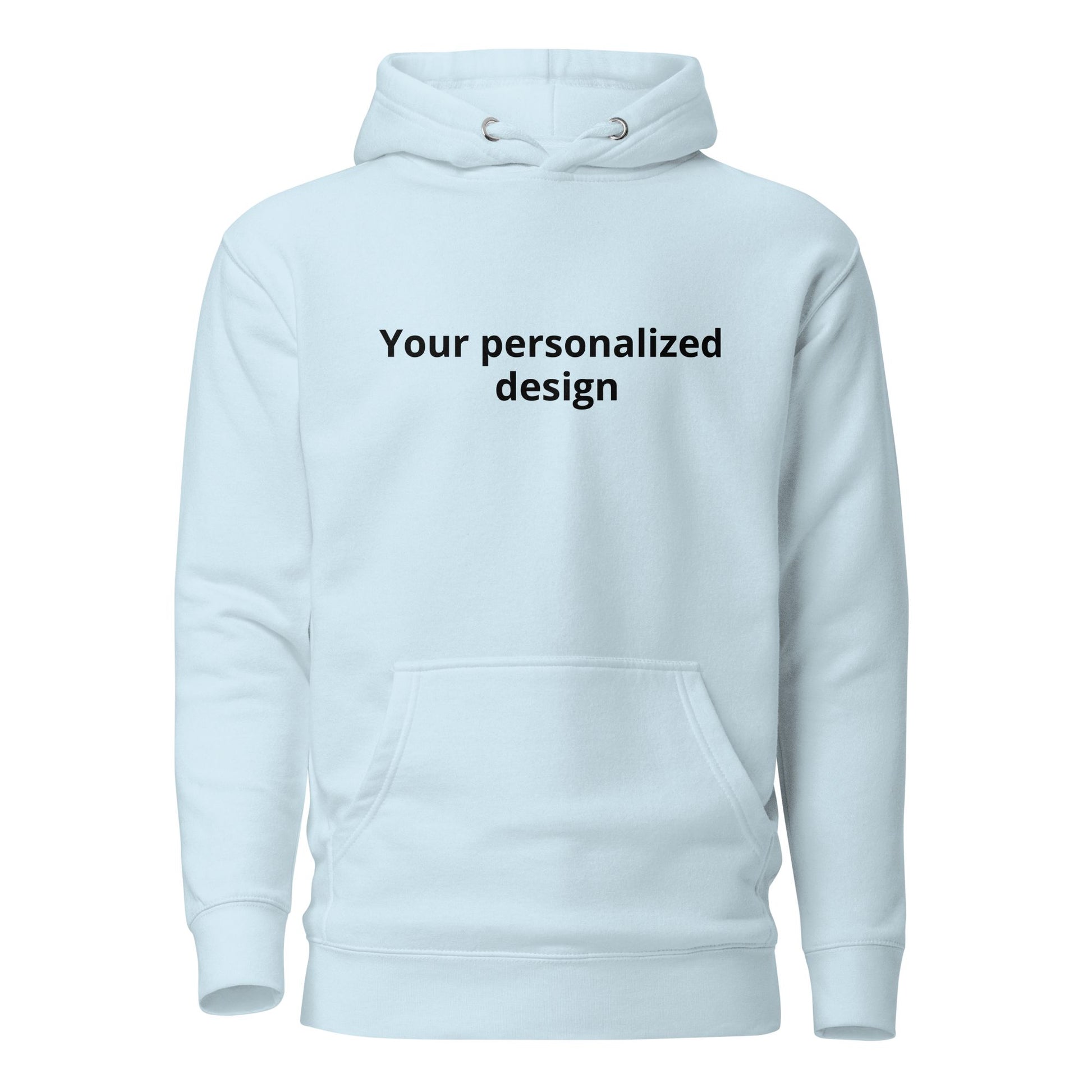 Custom hoodie featuring your own photo for a unique, personalized style. Sky Blue. Front