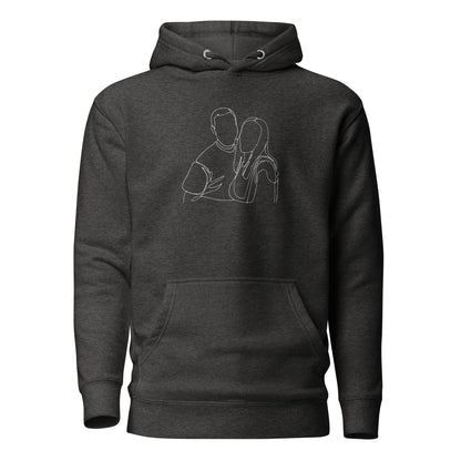 Custom hoodie featuring your own photo for a unique, personalized style. Charcoal grey. Detail