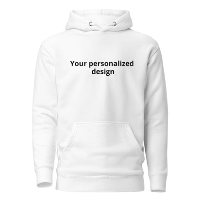 Custom hoodie featuring your own photo for a unique, personalized style. White. Front