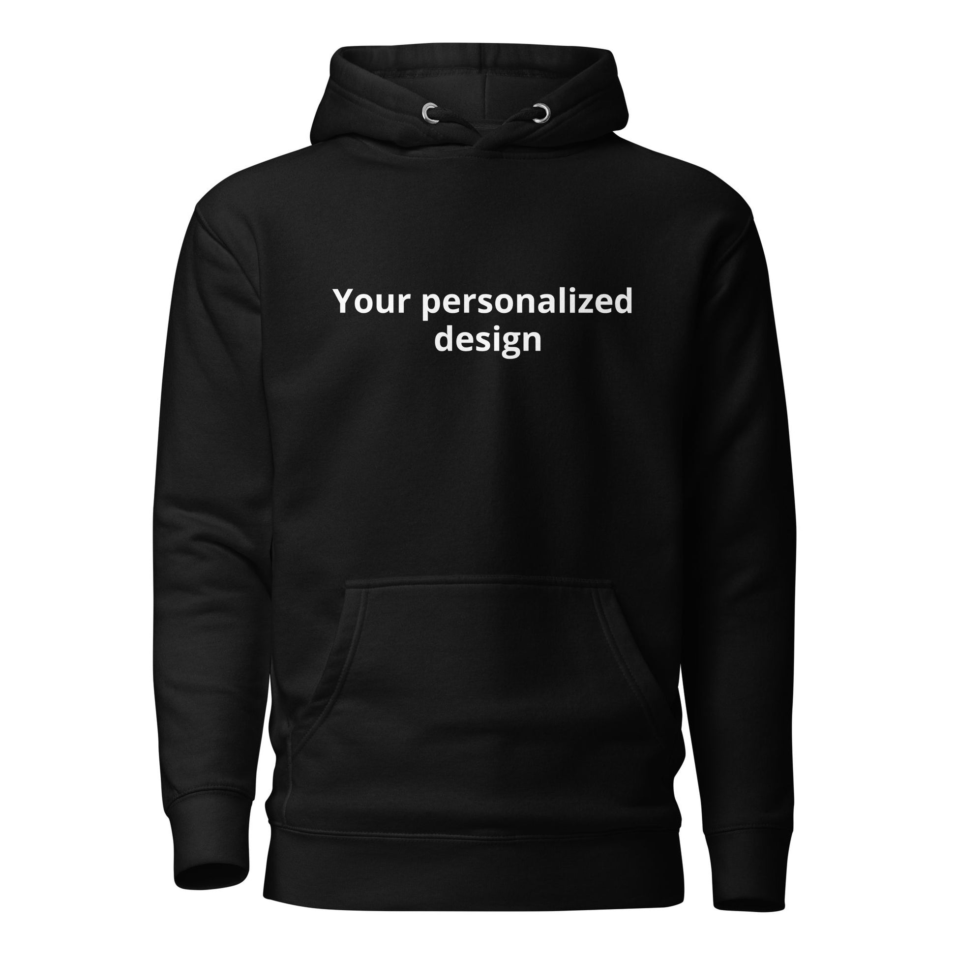 Custom hoodie featuring your own photo for a unique, personalized style. Black. Front