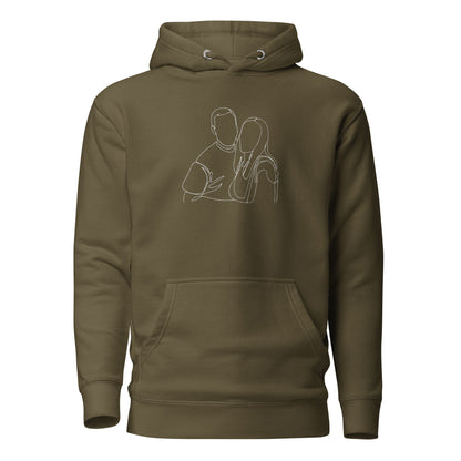 Custom hoodie featuring your own photo for a unique, personalized style. Military green. Detail