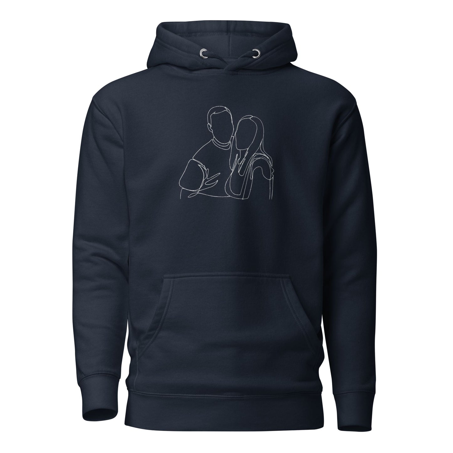 Custom hoodie featuring your own photo for a unique, personalized style. Navy Blue. Detail