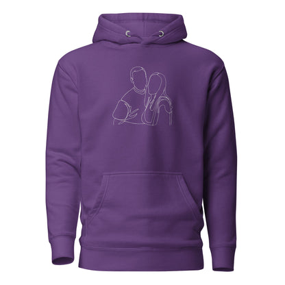 Custom hoodie featuring your own photo for a unique, personalized style. Purple. Detail