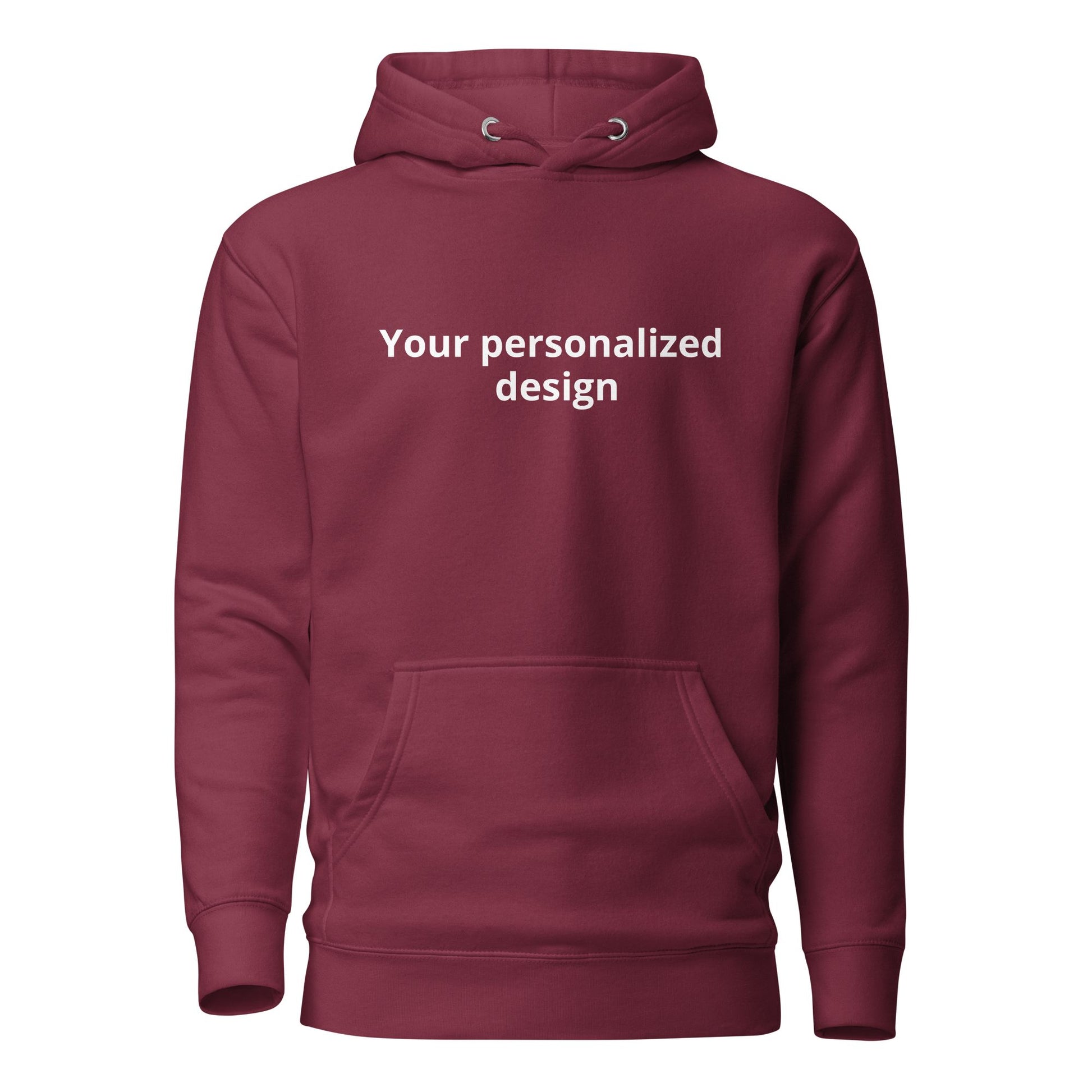 Custom hoodie featuring your own photo for a unique, personalized style. Maroon. Front