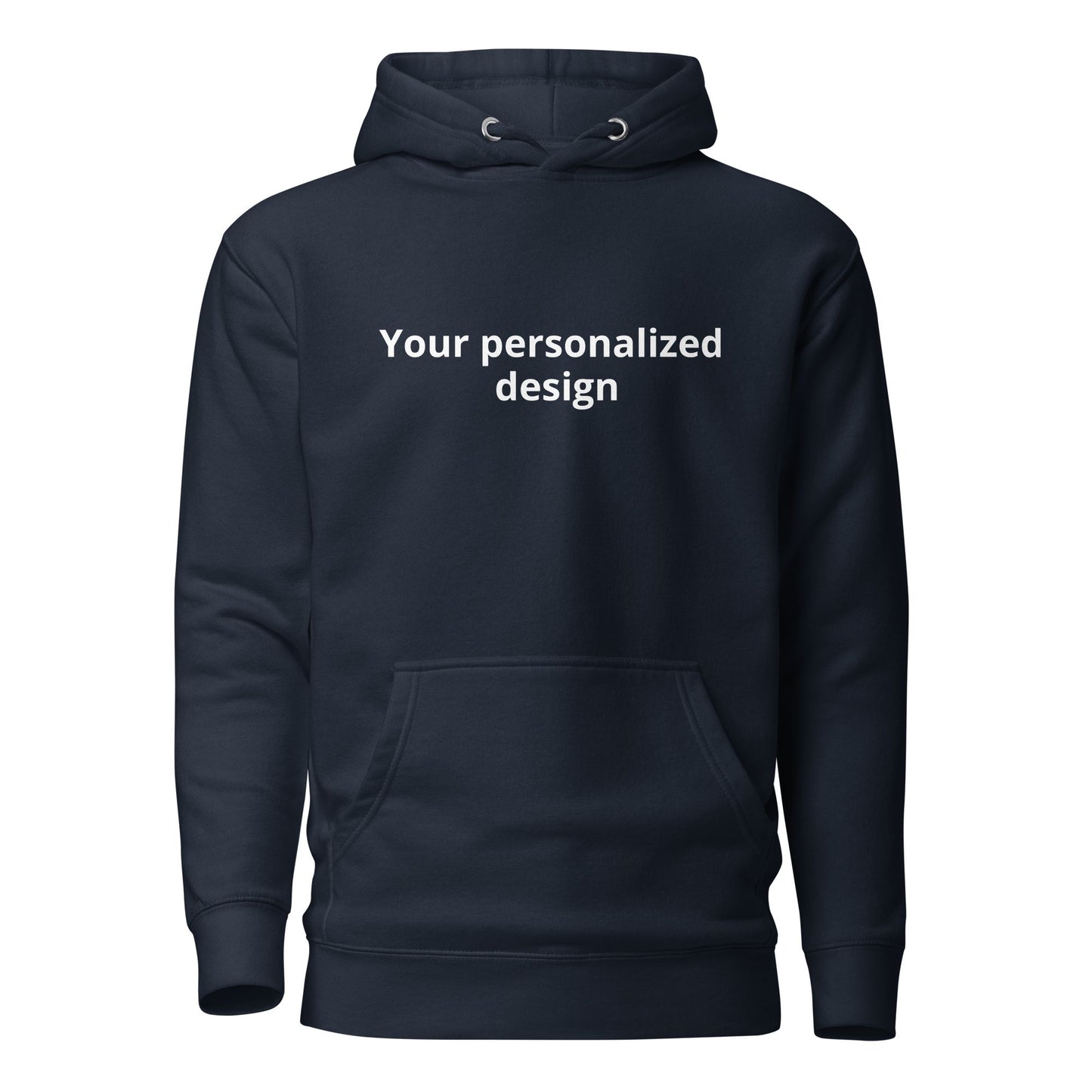 Custom hoodie featuring your own photo for a unique, personalized style. Navy Blue. Front