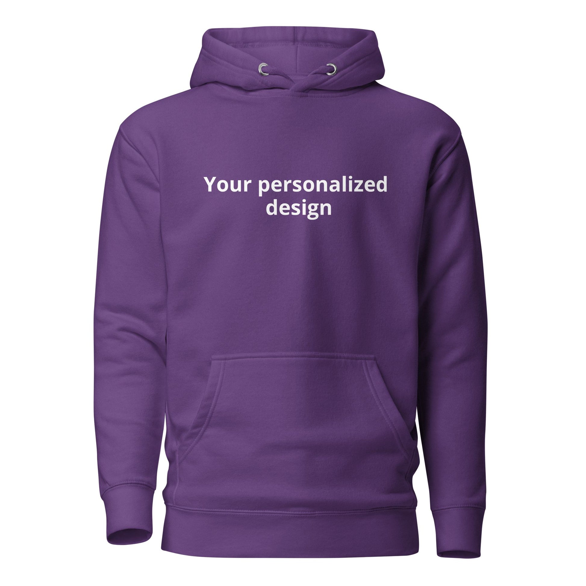 Custom hoodie featuring your own photo for a unique, personalized style. Purple. Front