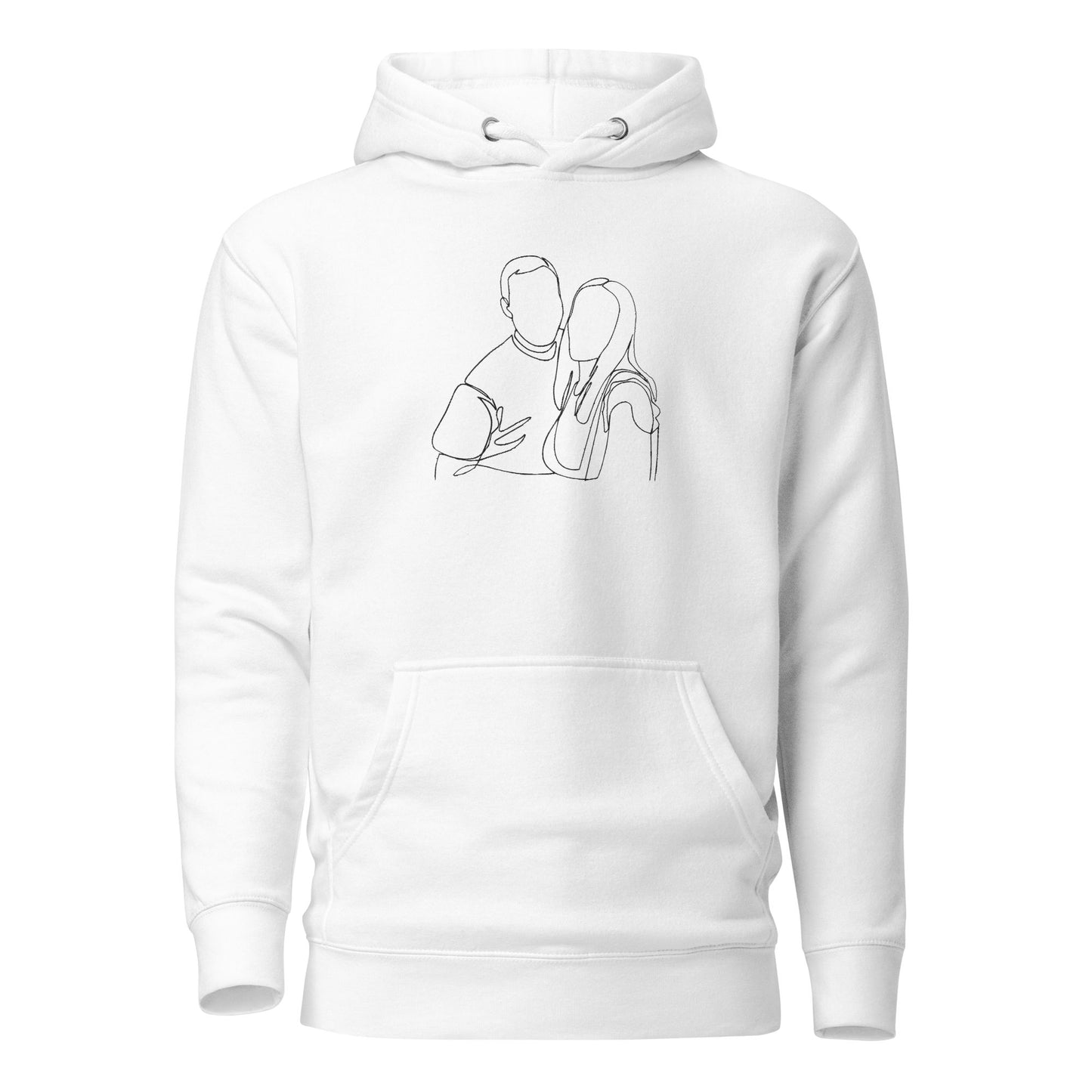 Custom hoodie featuring your own photo for a unique, personalized style. White. Detail