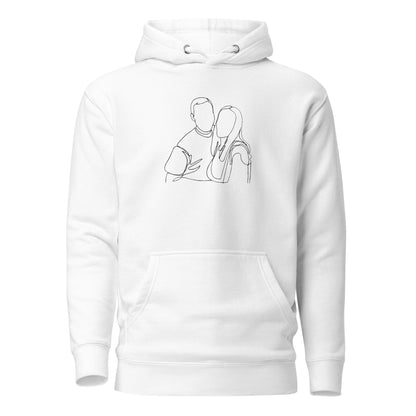 Custom hoodie featuring your own photo for a unique, personalized style. White. Detail