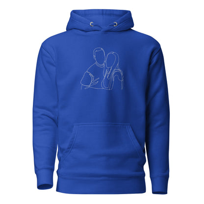 Custom hoodie featuring your own photo for a unique, personalized style. Royal blue. Detail