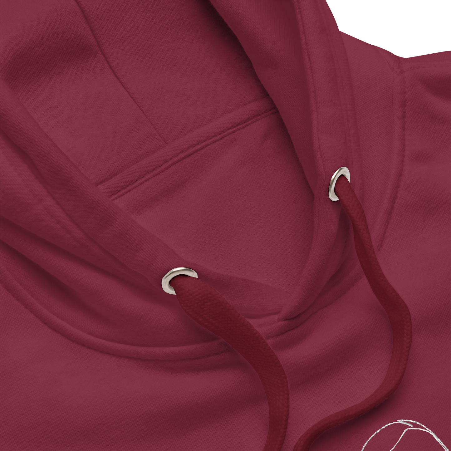 Custom hoodie featuring your own photo for a unique, personalized style. Maroon, close up.